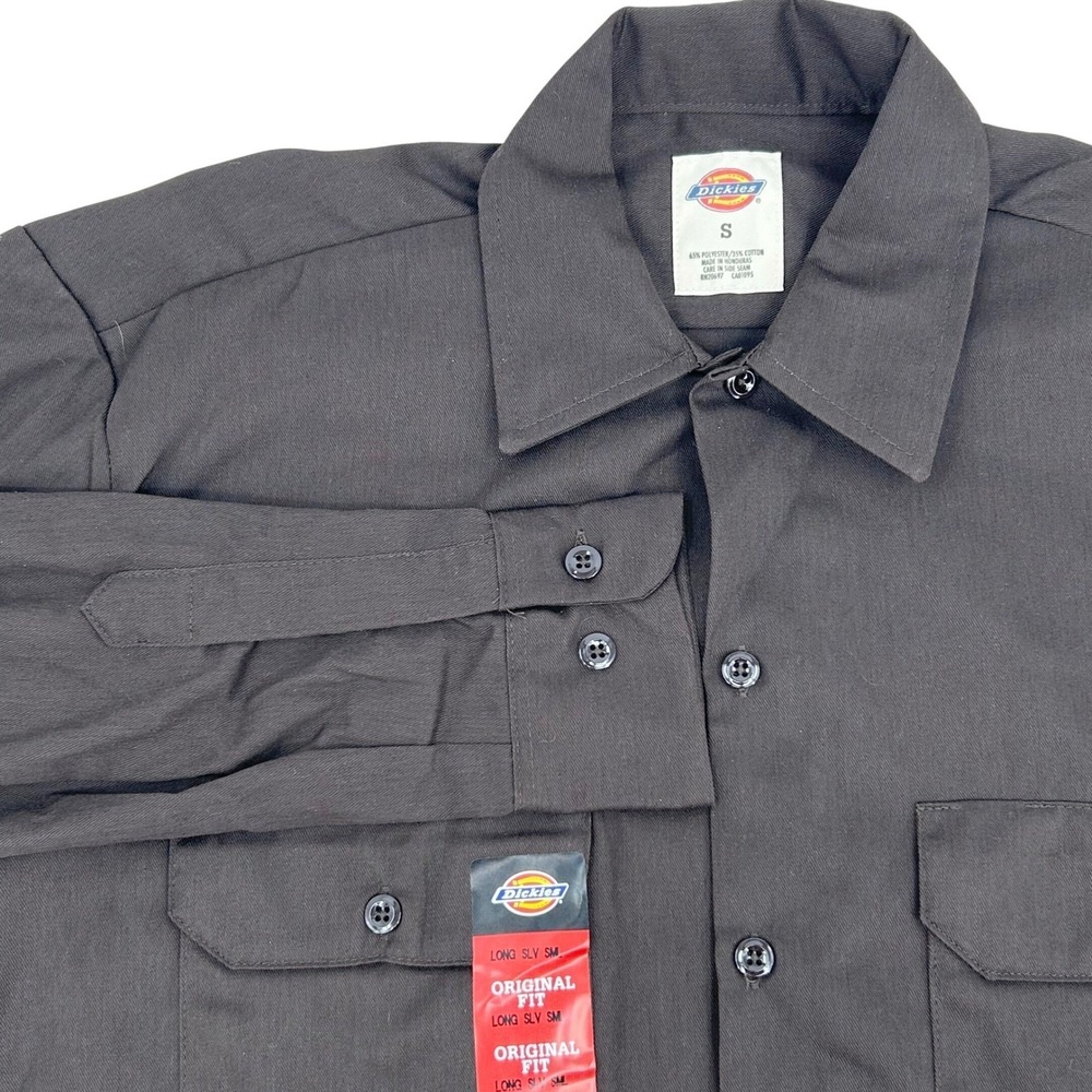 Mens Dickies Long Sleeve Work Shirt Dark Brown Original Fit 574DB Small NWT‎